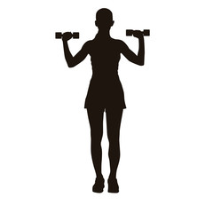 Obraz premium Women Are Doing Fitness Training Silhouette