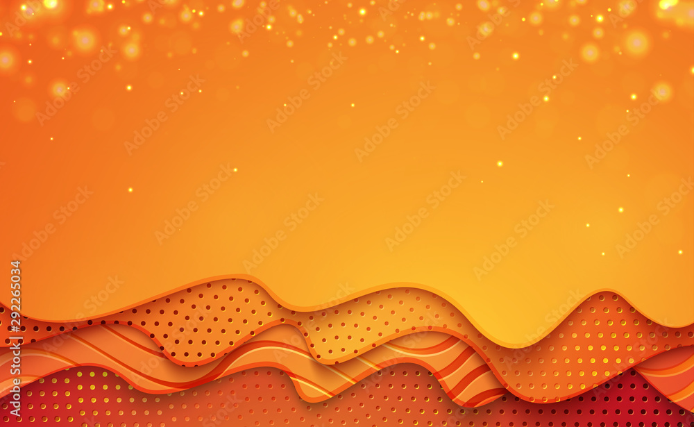 Poster modern orange wavy vector background. orange paper cut background with 3d style and gradient color. 