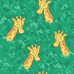Cartoon Giraffe Seamless Pattern Illustration Vector