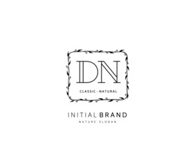 D N DN Beauty vector initial logo, handwriting logo of initial signature, wedding, fashion, jewerly, boutique, floral and botanical with creative template for any company or business.