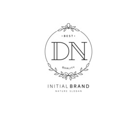 D N DN Beauty vector initial logo, handwriting logo of initial signature, wedding, fashion, jewerly, boutique, floral and botanical with creative template for any company or business.