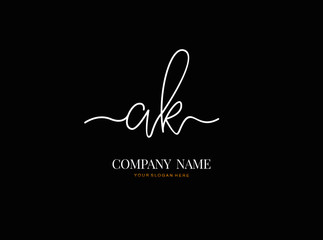 A K AK Initial handwriting logo design with circle. Beautyful design handwritten logo for fashion, team, wedding, luxury logo.