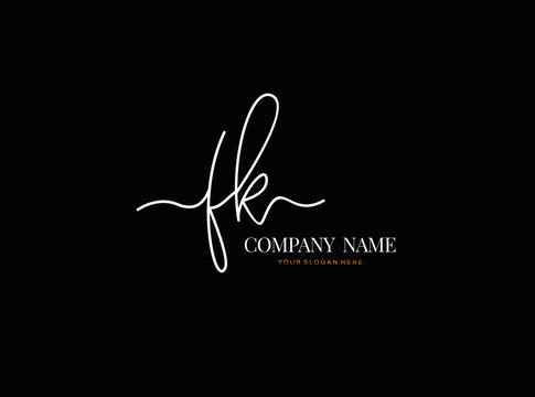 F K FK Initial handwriting logo design with circle. Beautyful design handwritten logo for fashion, team, wedding, luxury logo.