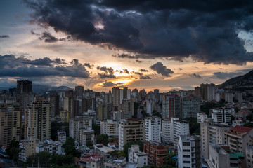 Fototapeta na wymiar View of Caracas city from west side during a sunset. Venezuela