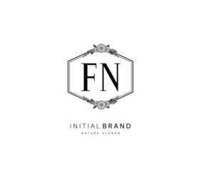 F N FN Beauty vector initial logo, handwriting logo of initial signature, wedding, fashion, jewerly, boutique, floral and botanical with creative template for any company or business.
