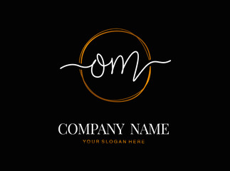 O M OM Initial handwriting logo design with circle. Beautyful design handwritten logo for fashion, team, wedding, luxury logo.