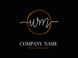 W M WM Initial handwriting logo design with circle. Beautyful design handwritten logo for fashion, team, wedding, luxury logo.