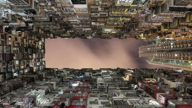 Yick Fat Yick Cheong Fok Cheong Building King Road Quarry Bay Hong Kong urban housing apartment flat condominium at night parallax video 