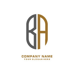 Obraz premium BA minimalist letters, with black and gold, white, black background logos