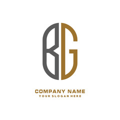 BG minimalist letters, with black and gold, white, black background logos