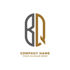 BQ minimalist letters, with black and gold, white, black background logos