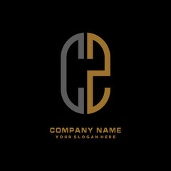 Obraz premium CZ minimalist letters, with black and gold, white, black background logos