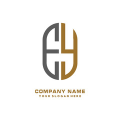 EY minimalist letters, with black and gold, white, black background logos