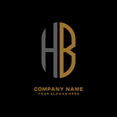 HB minimalist letters, with black and gold, white, black background logos