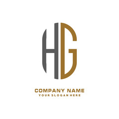 HG minimalist letters, with black and gold, white, black background logos