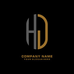 HJ minimalist letters, with black and gold, white, black background logos