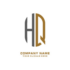 HQ minimalist letters, with black and gold, white, black background logos