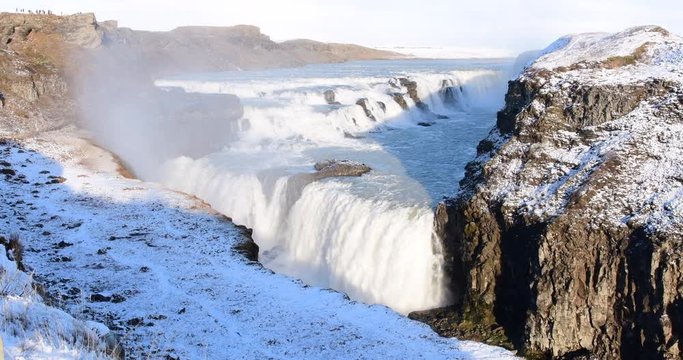 Gullfoss waterfall in Winter 