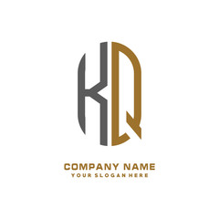 KQ minimalist letters, with black and gold, white, black background logos
