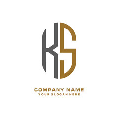 Obraz premium KS minimalist letters, with black and gold, white, black background logos