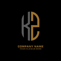 KZ minimalist letters, with black and gold, white, black background logos