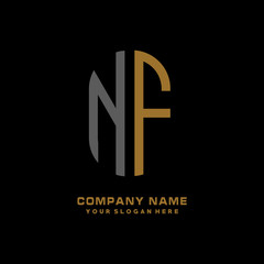 Obraz premium NF minimalist letters, with gray and gold, white, black background logos