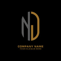 NJ minimalist letters, with gray and gold, white, black background logos