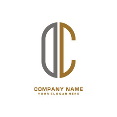 OCminimalist letters, with gray and gold, white, black background logos
