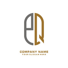 PQ minimalist letters, with gray and gold, white, black background logos