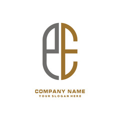 Obraz premium PE minimalist letters, with gray and gold, white, black background logos