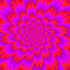 Scarlet flower. Red flower blossom. Optical expansion illusion.