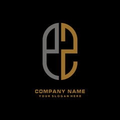 PZ minimalist letters, with gray and gold, white, black background logos