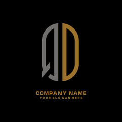 QD minimalist letters, with gray and gold, white and black background logos