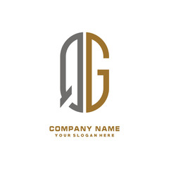 QG minimalist letters, with gray and gold, white and black background logos