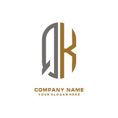 QK minimalist letters, with gray and gold, white and black background logos