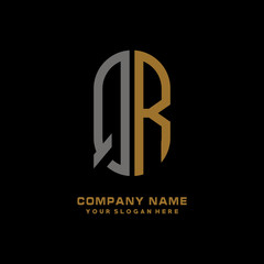 Obraz premium QR minimalist letters, with gray and gold, white and black background logos