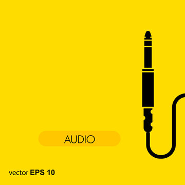 Audio Cable Icon On Yellow Background