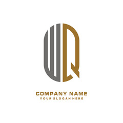 WQ minimalist letters, with gray and gold, white and black background logos