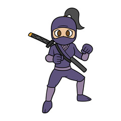 Cartoon Female Ninja Vector Illustration © siridhata