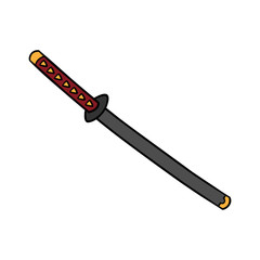 Cartoon Katana Sword Vector Illustration