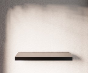 Mock up with an empty shelf on a wall. 3D rendering.