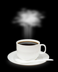 cup of coffee on black background