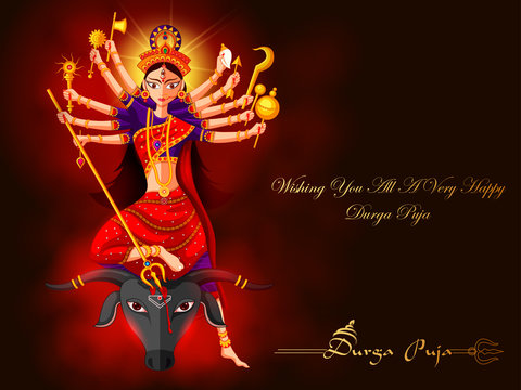 vector illustration of Happy Durga Puja festival background for India holiday Dussehra