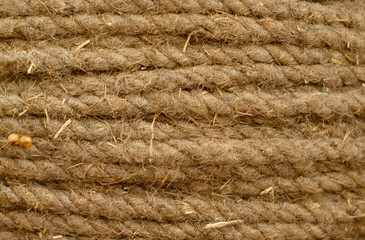 flax fiber rope texture close up