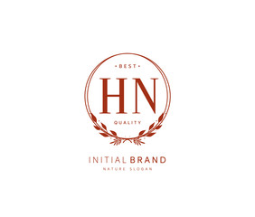 H N HN Beauty vector initial logo, handwriting logo of initial signature, wedding, fashion, jewerly, boutique, floral and botanical with creative template for any company or business.