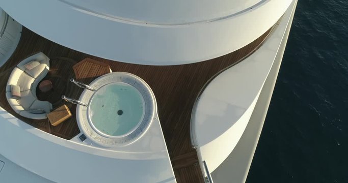 Top Down view of Yacht and swooping Pan