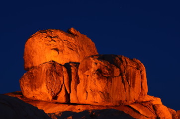 red stones against the night sky