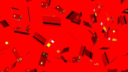 Red Credit cards on red background.3D render illustratin.