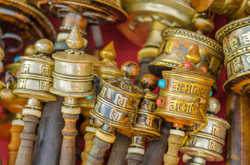 Hand-held Buddhist prayer wheels