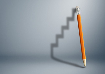 Successful effort and challenge in business concept, pencil stairs with copy space.